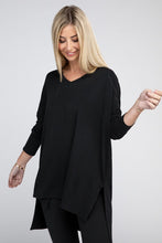 Load image into Gallery viewer, Dolman Long Sleeve V-Neck Side Slit Hi-Low Hem Top
