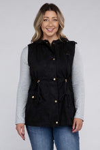 Load image into Gallery viewer, Plus Drawstring Waist Military Hoodie Vest
