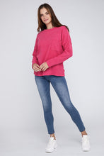 Load image into Gallery viewer, Ribbed Brushed Melange Hacci Sweater with a Pocket
