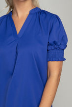 Load image into Gallery viewer, Stand collar blouse with puff sleeve
