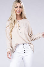 Load image into Gallery viewer, Double Gauze Oversized 3/4 Button Henley Neck Top
