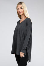 Load image into Gallery viewer, Dolman Long Sleeve V-Neck Side Slit Hi-Low Hem Top
