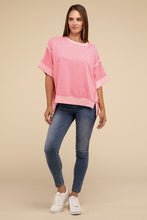 Load image into Gallery viewer, Contrast Trim Top Stitching Drop Shoulder Top

