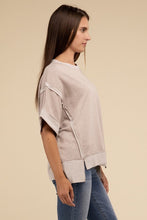 Load image into Gallery viewer, Contrast Trim Top Stitching Drop Shoulder Top
