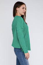 Load image into Gallery viewer, Ribbed Brushed Melange Hacci Sweater with a Pocket
