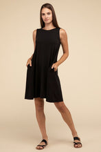 Load image into Gallery viewer, Sleeveless Flared Dress with Side Pockets
