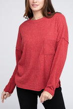 Load image into Gallery viewer, Ribbed Brushed Melange Hacci Sweater with a Pocket
