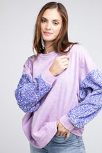 Load image into Gallery viewer, Velvet Sequin Sleeve Mineral Washed Top
