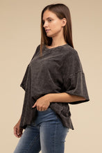 Load image into Gallery viewer, French Terry Washed Drop Shoulder Short Sleeve Top
