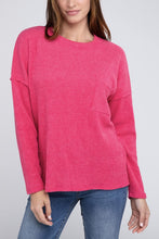 Load image into Gallery viewer, Ribbed Brushed Melange Hacci Sweater with a Pocket
