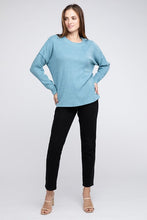 Load image into Gallery viewer, Ribbed Brushed Melange Hacci Sweater with a Pocket
