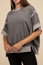 Load image into Gallery viewer, Contrast Trim Top Stitching Drop Shoulder Top
