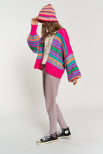 Load image into Gallery viewer, Chunky Knit Multi-Striped Open Sweater Cardigan
