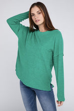Load image into Gallery viewer, Ribbed Brushed Melange Hacci Sweater with a Pocket
