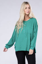 Load image into Gallery viewer, Double Gauze Oversized 3/4 Button Henley Neck Top
