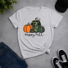 Load image into Gallery viewer, Happy Fall Camo Pumpkin Graphic Tee | Cute Fall Shirt
