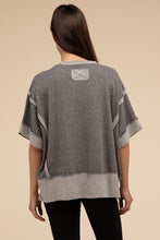 Load image into Gallery viewer, Contrast Trim Top Stitching Drop Shoulder Top
