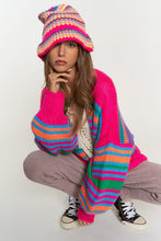 Load image into Gallery viewer, Chunky Knit Multi-Striped Open Sweater Cardigan
