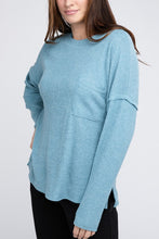 Load image into Gallery viewer, Ribbed Brushed Melange Hacci Sweater with a Pocket
