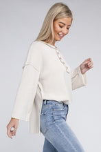 Load image into Gallery viewer, Ribbed Brushed Melange Hacci Henley Sweater
