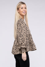 Load image into Gallery viewer, Leopard Print Ruffle Hem Blouse
