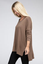 Load image into Gallery viewer, Dolman Long Sleeve V-Neck Side Slit Hi-Low Hem Top
