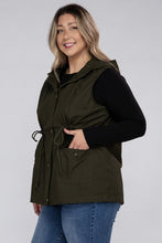 Load image into Gallery viewer, Plus Drawstring Waist Military Hoodie Vest
