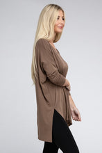 Load image into Gallery viewer, Dolman Long Sleeve V-Neck Side Slit Hi-Low Hem Top
