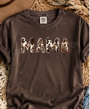 Load image into Gallery viewer, Cow Print Mama Graphic Tee | Western Country Mom Shirt

