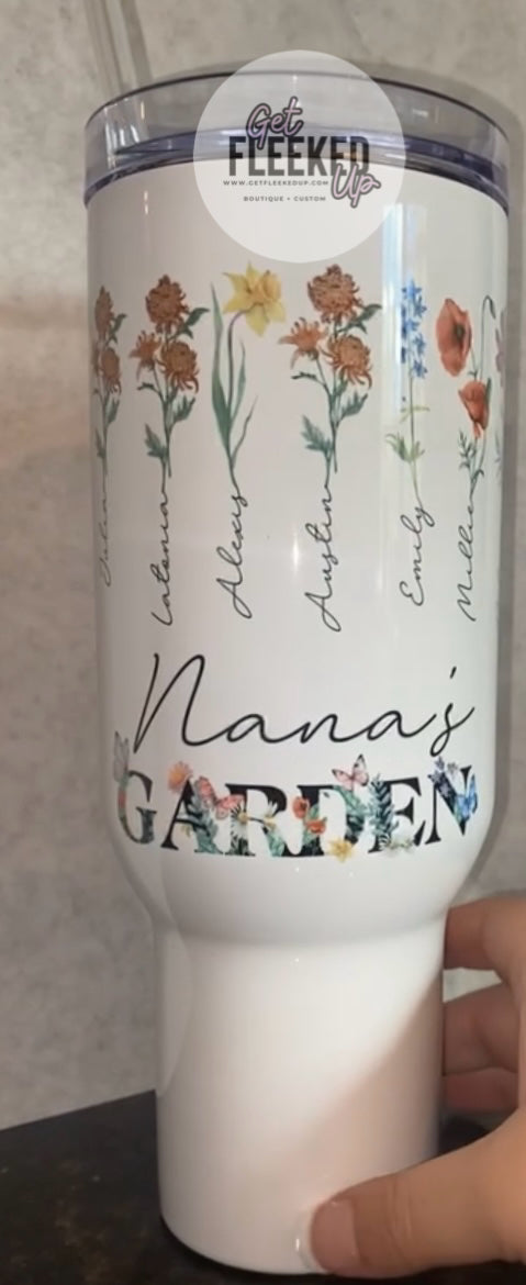 40oz Custom Birth Flower Garden Cup