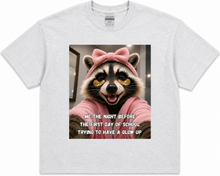 Load image into Gallery viewer, Funny Back to School Raccoon T-Shirt | Glow Up Meme Graphic Tee
