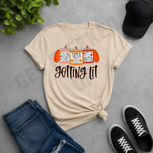 Load image into Gallery viewer, Getting Lit fall candle graphic tee with pumpkin spice and apple cinnamon
