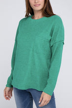 Load image into Gallery viewer, Ribbed Brushed Melange Hacci Sweater with a Pocket

