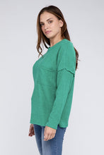 Load image into Gallery viewer, Ribbed Brushed Melange Hacci Sweater with a Pocket
