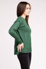 Load image into Gallery viewer, Melange Hi-Low Hem Round Neck Sweater
