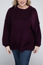 Load image into Gallery viewer, Plus Oversized Round Neck Raw Seam Melange Sweater
