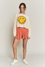 Load image into Gallery viewer, SMILEY FACE LONG SLEEVE CROP TOP
