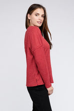 Load image into Gallery viewer, Ribbed Brushed Melange Hacci Sweater with a Pocket
