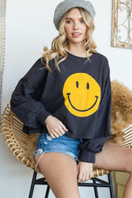Load image into Gallery viewer, SMILEY FACE LONG SLEEVE CROP TOP
