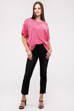 Load image into Gallery viewer, Washed Ribbed Cuffed Short Sleeve Round Neck Top
