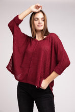 Load image into Gallery viewer, 3/4 Sleeve V-Neck Hi-Low Hem Jacquard Sweater
