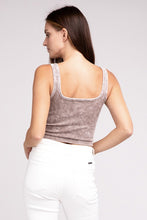 Load image into Gallery viewer, 2 Way Neckline Washed Ribbed Cropped Tank Top
