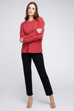 Load image into Gallery viewer, Ribbed Brushed Melange Hacci Sweater with a Pocket
