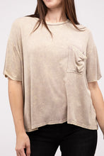 Load image into Gallery viewer, Washed Ribbed Cuffed Short Sleeve Round Neck Top
