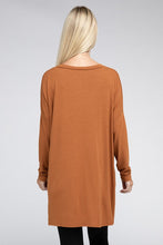 Load image into Gallery viewer, Dolman Long Sleeve V-Neck Side Slit Hi-Low Hem Top
