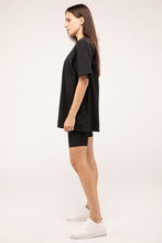 Load image into Gallery viewer, Cotton Round Neck Top &amp; Biker Shorts Set
