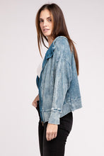 Load image into Gallery viewer, Acid Wash Cotton Waffle Hooded Zip-Up Jacket
