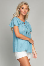 Load image into Gallery viewer, Tie Neck Butterfly Sleeve Blouse

