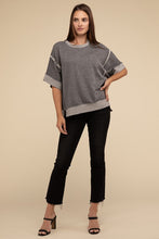 Load image into Gallery viewer, Contrast Trim Top Stitching Drop Shoulder Top
