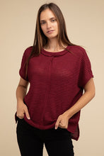 Load image into Gallery viewer, Dolman Short Sleeve Jacquard Sweater
